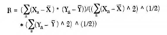 Формула для определения коэффициента
линейной корреляции